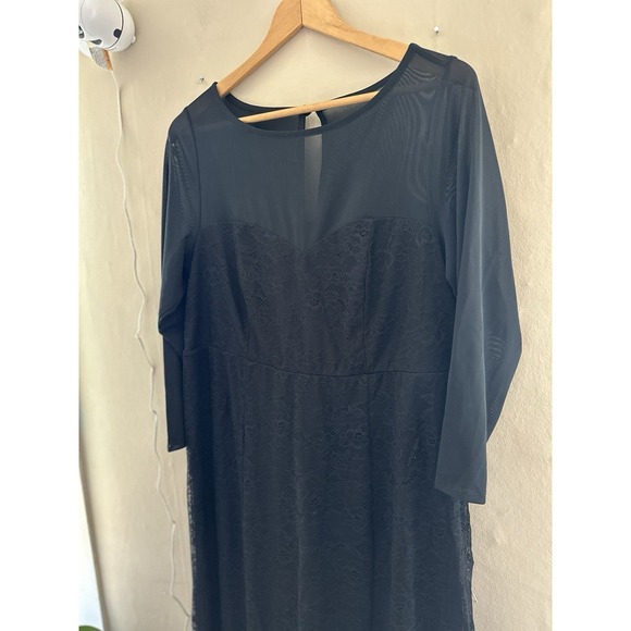 Torrid Womens Black Mesh Lace Gown Size 14 NWT Whimsigoth Prom Formal Grunge - Picture 3 of 11